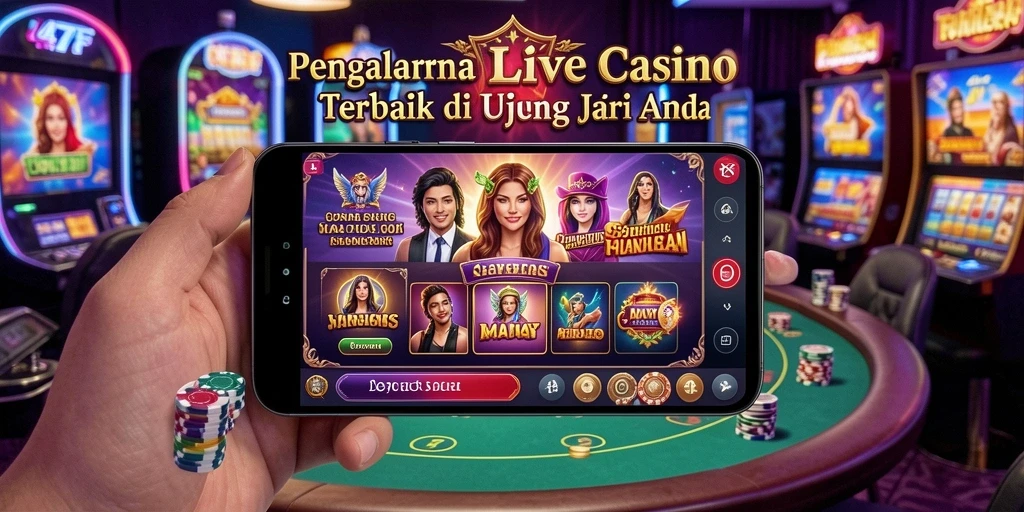 Screenshot 47F menampilkan dealer langsung dan suasana kasino yang menakjubkan.