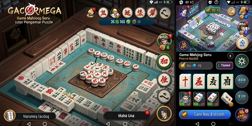 Screenshot GACORMEGA menampilkan gameplay Mahjong yang seru dan menantang.