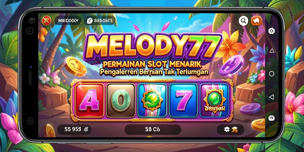 Tampilan gameplay <strong>MELODY77</strong> yang menegangkan dan penuh warna.