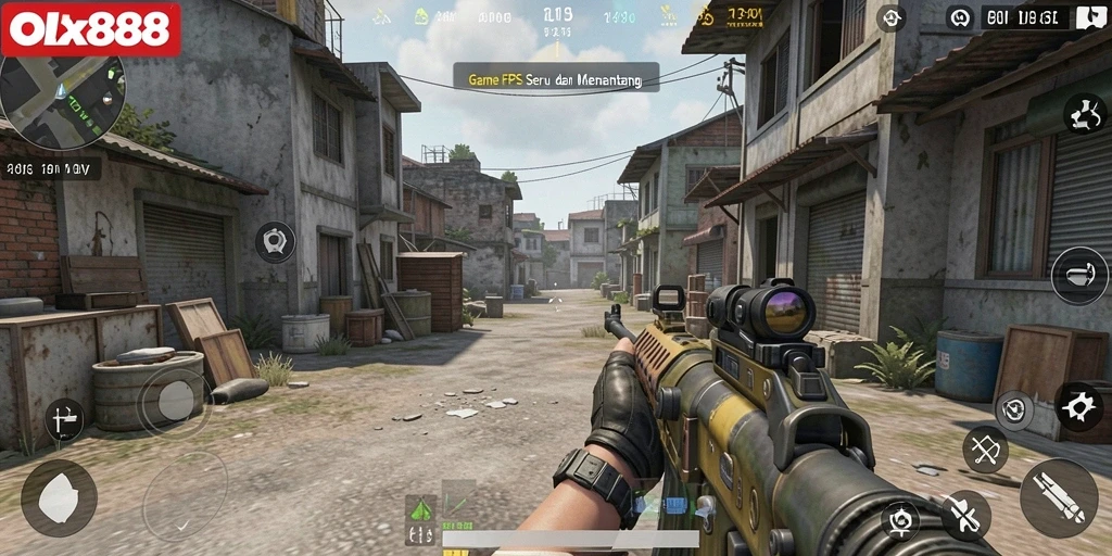Tangkapan layar OLX888 menampilkan aksi seru dalam permainan FPS.