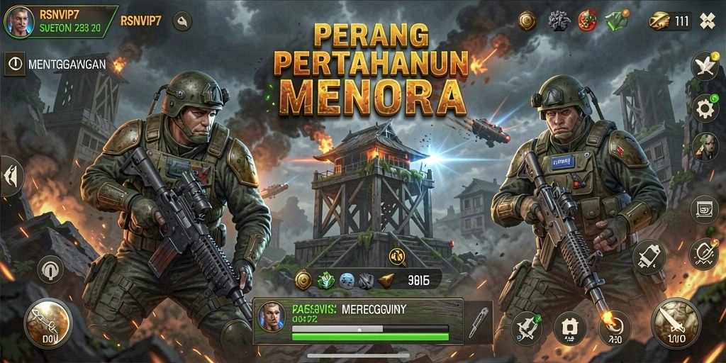 Gameplay RSNVIP7 yang menegangkan dalam mode Tower Defense.