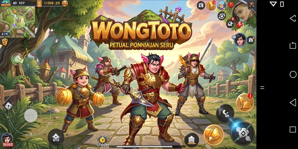 Tampilan screenshot utama WONGTOTO menampilkan pemain beraksi dalam pertarungan RPG.